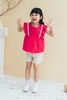 Áo bé gái sát nách hồng tay bèo - KAS2203