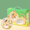 Set 5 Dụng Cụ Ăn Dặm Sợi Tre Hogokids Cho Bé Gồm Khay 2 Ngăn, Bát, Cốc, Thìa, Dĩa