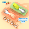 Set Thìa Dĩa Ăn Dặm Inox 304 Cho Bé Hogokids Kèm Hộp Đựng, Tay Cầm Silicone Thiết Kế Vòm Dễ Cầm Nắm Tự Xúc Ăn Dặm BLW