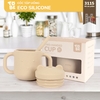 Cốc tập uống silicone thương hiệu Tobé 10 màu kèm ống hút cho bé