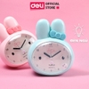Đồng hồ báo thức thỏ hoạt hình Deli - 3 màu Trắng/ Xanh/ Hồng - 8803