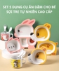 Set 5 Dụng Cụ Ăn Dặm Sợi Tre Hogokids Cho Bé Gồm Khay 2 Ngăn, Bát, Cốc, Thìa, Dĩa