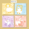 Giấy Nhớ Vuông 80*80 mm, Giấy Ghi Chú Hoạ Tiết Dễ Thương Dán Được Sticky Notes Tập 50 Tờ