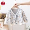 Áo Khoác Len Cardigan Tay Dài Mềm Mại Thoải Mái Giữ Ấm Cho Bé, Phối Họa Tiết Phong Cách Hàn Quốc - Link Card