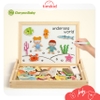 Bảng từ 2 mặt Goryeo Baby bằng gỗ chủ đề đại dương