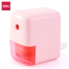Gọt bút chì quay tay nhỏ gọn Deli tự động giữ chì - 2 màu Hồng - Xanh 71158