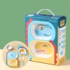 Set 5 Dụng Cụ Ăn Dặm Sợi Tre Hogokids Cho Bé Gồm Khay 2 Ngăn, Bát, Cốc, Thìa, Dĩa