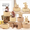 Hộp nhạc-music box gỗ nguyên khối Animal