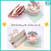 Thiệp bánh sinh nhật hoạt hình 3D thiệp chúc mừng, thiệp quà tặng cao cấp gấp gọn