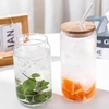 Ly thuỷ tinh nắp gỗ kèm ống hút chịu nhiệt 500ml