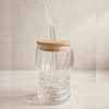 Ly thuỷ tinh nắp gỗ kèm ống hút 400ml GPB761/L1