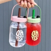 Bình nước Pet Cha có quai xách và ống hút 700ml TLT