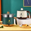 Nồi lẩu điện mini 18CM MÀU XANH LÁ kèm lồng hấp INOX