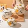 Âu mỡ hoạ tiết hoa lá kèm thìa 800ml