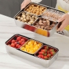 Bộ khay đựng thực phẩm inox 4 ngăn có nắp đậy inox