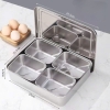 Bộ khay đựng thực phẩm inox 4 ngăn có nắp đậy inox