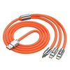 Cáp sạc nhanh đa năng 3in1 dây silicon màu cam