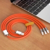 Cáp sạc nhanh đa năng 3in1 dây silicon màu cam