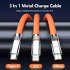 Cáp sạc nhanh đa năng 3in1 dây silicon màu cam