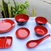 Chén chấm tròn Melamine đen đỏ 2 lớp size 9.3cm T-26