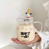 Cốc uống nước thuỷ tinh có tay cầm và ống hút 500ml
