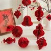 Lồng đèn giấy tổ ong đỏ đậm trang trí Tết