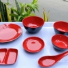 Đĩa tròn Melamine đen đỏ 2 lớp size 20.2cm DC-88