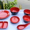 Đĩa tròn Melamine đen đỏ 2 lớp size 22.5cm DC-99