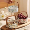 Giỏ sứ đựng đồ ăn có quai xách gỗ sang trọng DGS002
