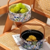 Giỏ sứ đựng đồ ăn có quai xách gỗ sang trọng DGS002