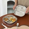 Khay cơm inox 3 ngăn kèm muỗng cho bé cao cấp