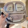Khay cơm inox 3 ngăn kèm muỗng cho bé cao cấp