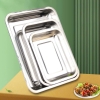 Bộ 4 khay inox chữ nhật đựng thực phẩm loại cạn