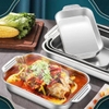 Khay nấu ăn inox chữ nhật có tay cầm đa năng
