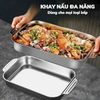 Khay nấu ăn inox chữ nhật có tay cầm đa năng