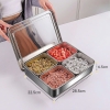 Bộ khay đựng thực phẩm inox 4 ngăn có nắp đậy inox