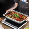Khay nấu ăn inox chữ nhật có tay cầm đa năng