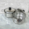Nồi hấp inox 2 tầng tiện dụng kèm vĩ hấp size 19cm