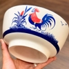 Tô sứ trắng họa tiết gà trống đông hồ size 8