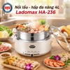 Nồi lẩu điện lòng inox rời 4 Lít Ladomax HA-236