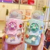 Bình giữ nhiệt inox hình gấu hồng 600ml kèm sticker