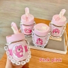 Bình đựng nước gấu dâu kèm ống hút và bao da 400ml