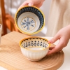 Bộ 5 bát đĩa chi tiết viền vàng kèm đũa muỗng