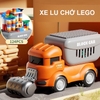 Bộ đồ chơi xe ô tô máy xúc chở 124 chi tiết lắp ráp 2in1