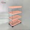 Kệ nhựa để đồ 4 tầng đa năng có bánh xe (Màu Hồng)