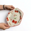 Đĩa lục giác sứ trắng họa tiết trái cherry dễ thương 8