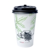 Cốc giấy 12oz 2PE kèm nắp nóng - Lá