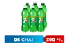 Lốc 6 chai nước ngọt 7 Up vị chanh 390ml