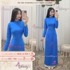Áo Dài Xanh Thiên Thanh Đoàn Viên May Sẵn Vải Lụa Cao Cấp Cổ Vuông Tay Dài Đẹp TN01