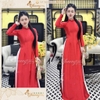 Áo dài truyền thống lụa bóng ruby Tô Châu CHAANG may sẵn ADC802 áo dài màu xanh đỏ giáo viên dự tiệc cưới lễ Tết đẹp